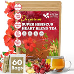 Load image into Gallery viewer, FreshDrinkUS, 60 Tea Bags Super Hibiscus Heart Blend– Herbal Tea with Hibiscus Flower, Ginger, Cinnamon Stick, Lemongrass &amp; Rose Hip – Naturally Caffeine-Free, Sugar-Free, Vegan