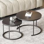 Load image into Gallery viewer, Round Nesting Coffee Table, Black Modern Decorative Coffee Center Table Set of 2, Sintered Stone Coffee Table for Living Room with Sturdy Metal Frame.