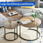 Load image into Gallery viewer, aboxoo Coffee Table Nesting Side Round Table Set of 2 End Table with Sturdy Metal Frame for Living Room Bedroom Apartment Modern Industrial Simple Nightstand,Oak