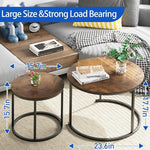 Load image into Gallery viewer, aboxoo Coffee Table Nesting Round Table Set of 2 Side Table with Sturdy Metal Frame for Living Room Bedroom Apartment Modern Industrial Simple Nightstand,Rustic Brown