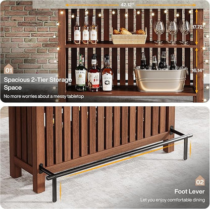 Tribesigns 63-Inch Large Home Bar Unit, 2-Tier Kitchen Island Mini Bar Height Pub Table with Footrest, Modern Coffee Bar Cabinet for Dining Room, Bistro, Living Room