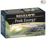 Load image into Gallery viewer, Bigelow Tea Peak Energy plus extra L-Theanine &amp; Caffeine, 18 Count (Pack of 6), 108 Total Tea Bags