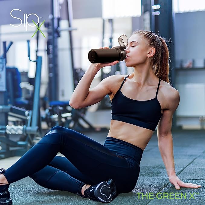 SipX™ Triple-Insulated Stainless Steel Water Bottle - 18oz. With Straw Lid, BPA-Free Reusable Insulated Water Bottle Keeps Cold For 12 Hours,