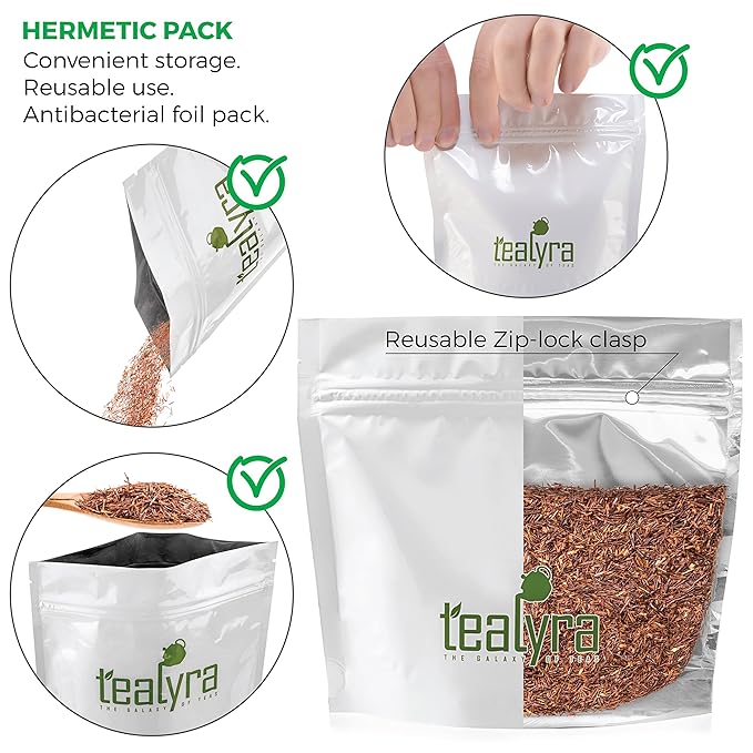 Tealyra - Pure Rooibos Red Herbal Tea - African Red Bush Loose Leaf Tea - High in Antioxidants - Relax - Detox - Low Blood Pressure - Kids Welcome - Caffeine-Free - 220g (8-ounce)