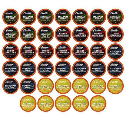 Brooklyn Beans Coffee Pods, Breakfast Gourmet Variety Pack - Compatible with Keurig K Cup Brewers Including 2.0 Machines, 40 Count, Light Roast Selection