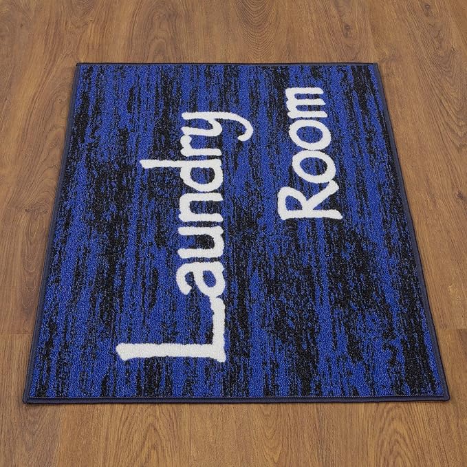 Ottomanson 26" x 35" Laundry Room Rug - Non-Slip Mat for Laundry & Mudroom - Durable, Stain-Resistant, and Easy to Clean - Perfect for High-Traffic Areas - Runner Rug for Entryway Bathroom, Navy