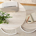 Load image into Gallery viewer, Round Coffee Table Set of 2 End Tables for Living Room,Modern White Coffee Table Nesting Tables,Living Room Tables Wood Furniture Metal Frame,Sturdy Stacking Side Tables,Easy Assembly,Oak