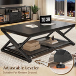 Load image into Gallery viewer, EnHomee Coffee Table with Storage, Modern Coffee Tables for Living Room with Mesh Shelf, 2 Tier Rectangular Center Table for Living Room, Bedroom, 47.2 Inch, Black Oak