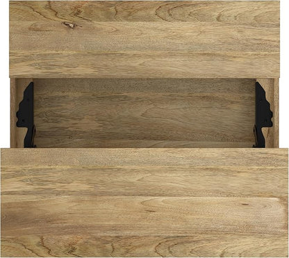 SIMPLIHOME Jager Lift Top Coffee Table - 36 inch Wide Solid Mango Wood Contemporary Modern Cocktail Table in Natural, Stylish Living Room Table with Hidden Storage, Brass Inlay, and Gold Metal Legs