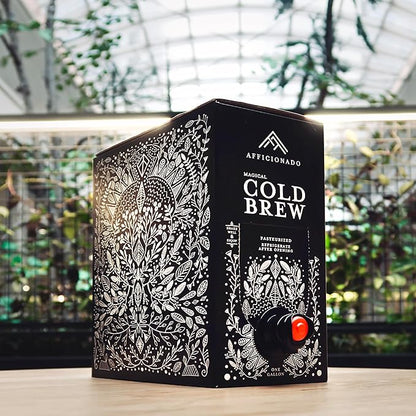 Afficionado Coffee Roasters | Magical Cold Brew | 1 Gallon | Bag in Box | Single Origin Peruvian Coffee | Medium Roast | Ready to Drink | Pasteurized & Shelf-Stable