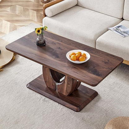 47 Inch Walnut Coffee Table, Large Modern Coffee Tables for Living Room, Rectangular Center Table Tea Table Accent Furniture, Brown Wood-Looking Desktop