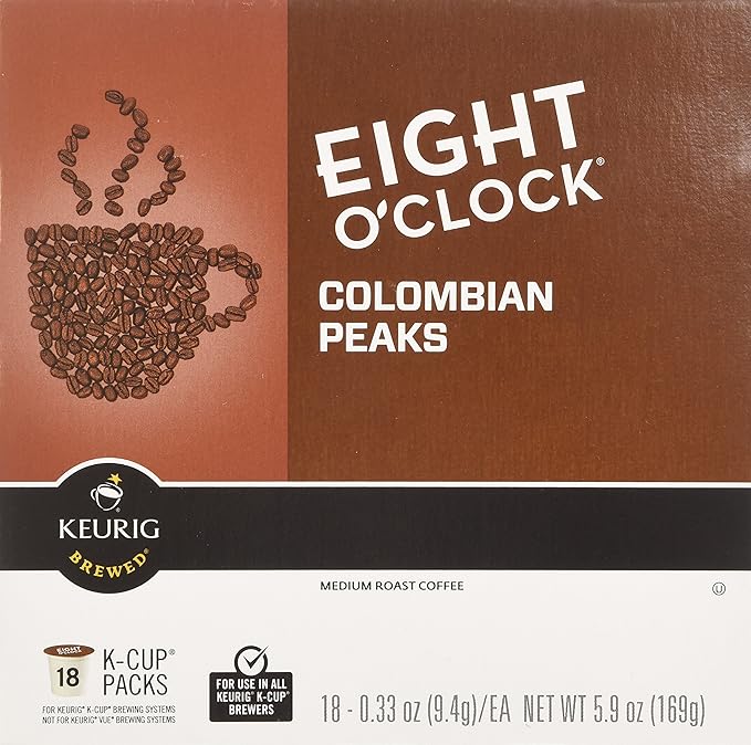 Eight O'Clock Colombian Peaks Medium Roast Coffee K-Cup Packs - 18 CT
