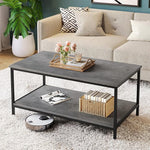 Load image into Gallery viewer, SAYGOER Coffee Table with Storage 2-Tier Industrial Center Table for Living Room, Rectangle Wood Table for Small Spaces Apartment Home Office, Concrete Gray