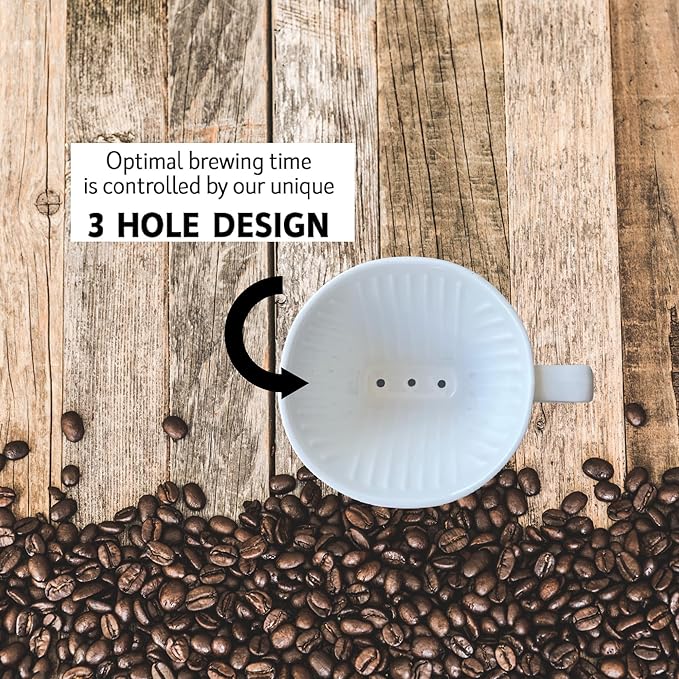 Simply Charmed Pug Coffee Pour Over Single Cup Ceramic Brewer Coffee Maker with Melitta Filters