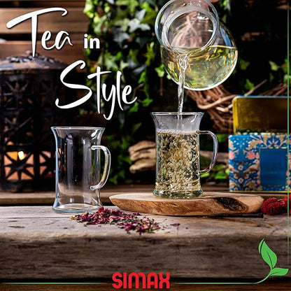 Simax Glassware 20 Oz. Glass Teapot | Short Spout, Microwave and Stovetop Safe, Heat, Cold, and Thermal Shock Resistant Borosilicate Glass, Makes a Stunning Presentation