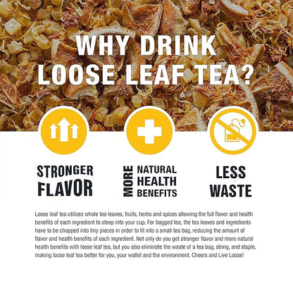 Tiesta Tea - Chunky Watermelon, Loose Leaf, Sweet Watermelon Herbal Tea, Premium Non-Caffeinated Fruit Blend, Makes Hot or Iced & Brews Up to 200 Cups, 16oz Resealable Bulk Pouch