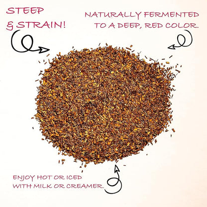 Worldwide Botanicals Organic Red Rooibos Tea – 8oz - 100% South African Aspalathus linearis – Loose Leaf, Cut and Sifted - Resealable Bag for Freshness