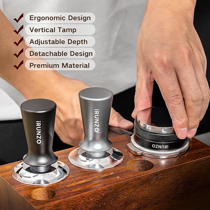 53mm Coffee Espresso Tamper，Premium Barista Coffee Press with Calibrated Spring Loaded WDT Tool，100% Stainless Steel Flat Base Tamper for Espresso Coffee Machine Fits