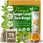 Load image into Gallery viewer, FreshDrinkUS, Premium 75 Sage Leaf Tea Bags, 100% Natural &amp; Pure from Sage Leaves. Loose Leaf Herbal Tea. Made with Natural Material Tea Bags. No Sugar, No Caffeine, No Gluten, Vegan.