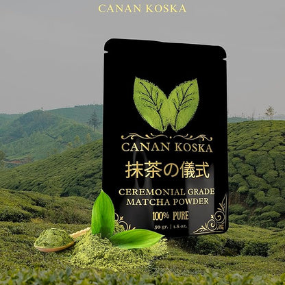 Canan Koska Ceremonial Grade Matcha Powder – Stone-Ground Green Tea from First Harvest Leaves, Perfect for Whisking, Lattes & Smoothies – No Additives – Resealable Pouch - 1.76oz (50g) - Pack Of 1