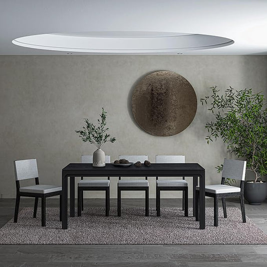 NTC Flow 71 Inch Modern Design, Rectangular Dinner Table for Dining Room, Living Room Furniture, Effortless Assembly, Burnt Black