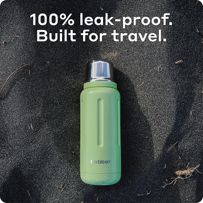 BOBBER 34 oz Stainless Steel Travel Thermos for Hot and Cold Drinks – Dishwasher Safe Metal Water Bottle with Cup Lid – Keeps Hot for 48 Hours – BPA-Free, Vacuum Insulated (Black Coffee)