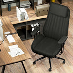 Load image into Gallery viewer, Plus Size Leather Desk Chair, Vintage Executive Office Chair with Wheels and Arms, Height Adjustable Mid Century Desk Chair (Black)