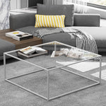 Load image into Gallery viewer, Glass Coffee Table Square Coffee Table for Small Space,Modern Minimalist Center Table for Living Room Home Office,Tempered Glass-top with Sturdy Metal Frame,Easy Assembly,27 x 27In, White