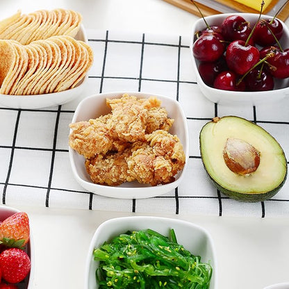 MALACASA 5 oz Porcelain Dip Bowls Set, 12 Pack Small Ramekins, Dipping Sauce Dishes, Stackable Tiny Ramekins for Pudding, Souffle, Brulee, Dessert, Snack, Charcuterie Boards accessories, Oven Safe