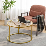 Load image into Gallery viewer, Round Glass Coffee Table,Small Living Room Table for Small Space,Modern Center Table with Glass Top Clear &amp; Sturdy Metal Frame for for Living Room Home Office, Easy Assembly,27 x 27 x 17 Inch,Gold