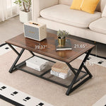 Load image into Gallery viewer, SENIG Coffee Table with Storage Shelf, Industrial Metal Wood Living Room Tables, Rectangle Center Table 39 Inch, Vintage Simple 2 Tier Cocktail Table, Brown