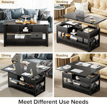 Load image into Gallery viewer, 40" Lift Top Coffee Table,4 in 1 Multi-Function Lift Coffee Tables with Storage Drawers and Hidden Compartmen,Farmhouse Coffee Table with Lifting top for Living Room,Black