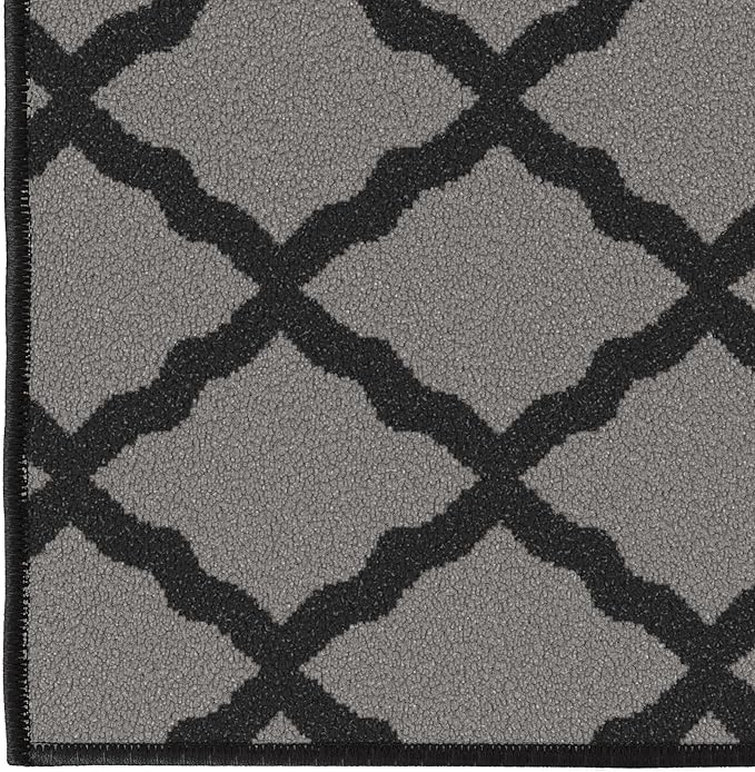 Ottomanson Hallway Runner Rug 2'2" x 6' Non Slip Trellis Area Rugs Easy to Clean Laundry Rug Runner Durable & Pet Friendly Floor Carpet Runners for Hallways Entryway Living Room Kitchen, Dark Gray