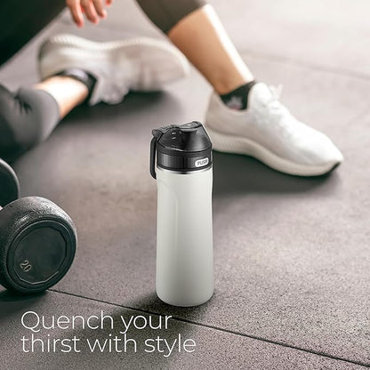 SipX™ Triple-Insulated Stainless Steel Water Bottle - 18oz. With Straw Lid, BPA-Free Reusable Insulated Water Bottle Keeps Cold For 12 Hours,