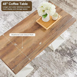 Load image into Gallery viewer, OKD Modern Coffee Table, 48" Twisted Center Table with Wood Thickened Pedestal, Rectangular Rustic Living Room Table, Farmhouse Storage Low Cocktail Tea Table, Antique White