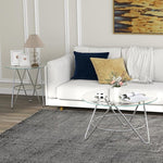 Load image into Gallery viewer, OIOG Glass Coffee Table, Round Coffee Table Living Room, Modern Coffee Table with Tempered Glass Tabletop and Chrome Frame, Silver