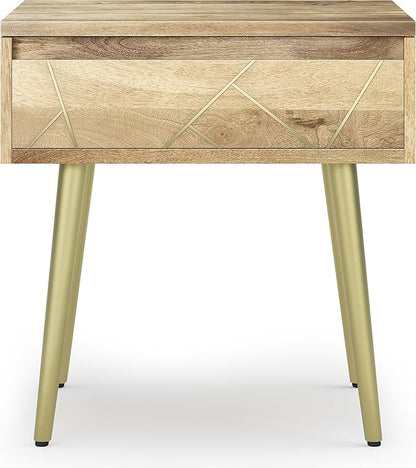 SIMPLIHOME Jager Mid Century - Contemporary 22 inch Wide Metal Side Table in Natural for the Living Room and Bedroom