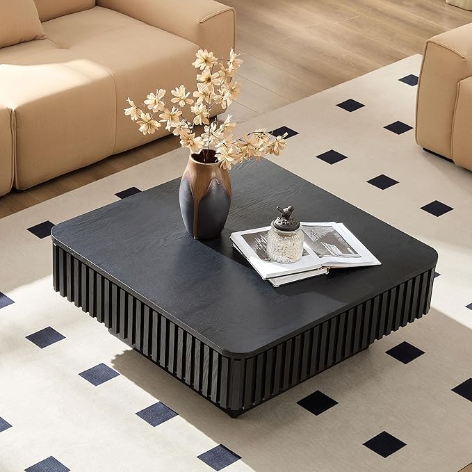 KEVINSPACE Lift Top Coffee Table Square Coffee Tables for Living Room Furniture Small CoffeeTable with Large Hidden Storage Center Table Mid Century ModernTable Rustic Black 35.43" W x14.57-24.5" H
