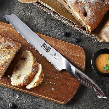 Bread Knife 8 inch, Japanese High Carbon Stainless Steel Serrated Bread Knife, Professional Bread Cutting Knife for Homemade Bread