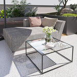 Load image into Gallery viewer, Glass Coffee Table Modern Center Table,Minimalist Coffee Table Sofa Side Tea Table for Living Room,Tempered Glass-top with Sturdy Metal Frame, Easy Assembly,26.4 x 26.4 x 15.7 Inches, Black