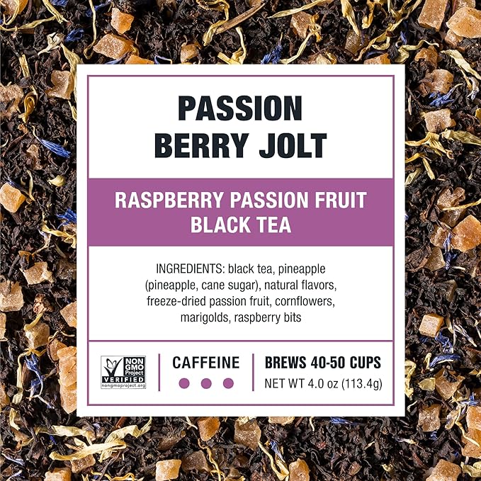 Tiesta Tea - Passion Berry Jolt, Loose Leaf, Raspberry Passion Fruit Black Tea, Premium Caffeinated Blend, Make Hot or Iced & Brews Up to 50 Cups, 4oz Refillable Tin (Pack of 6)