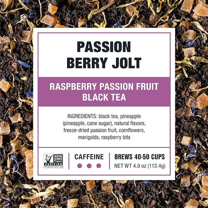 Tiesta Tea - Passion Berry Jolt, Loose Leaf, Raspberry Passion Fruit Black Tea, Premium Caffeinated Blend, Make Hot or Iced & Brews Up to 50 Cups, 4oz Refillable Tin (Pack of 6)