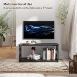 Load image into Gallery viewer, Rectangle Coffee Table for Living Room, Wood Rustic Coffee Table with 2 Tier and Metal Frame, Industrial Modern Center Table, Dark Brown