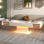 Load image into Gallery viewer, LED Coffee Table with Storage for Living Room, Living Room Table Rectangular Center Table, Modern High Glossy Wooden Coffee Tables with 16 Colors LED Lights for Dining Reception Room, White