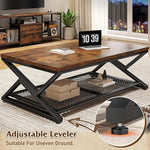 Load image into Gallery viewer, EnHomee Coffee Table with Storage, Modern Coffee Tables for Living Room with Mesh Shelf, 2 Tier Rectangular Center Table for Living Room, Bedroom, 47.2 Inch, Rustic Brown