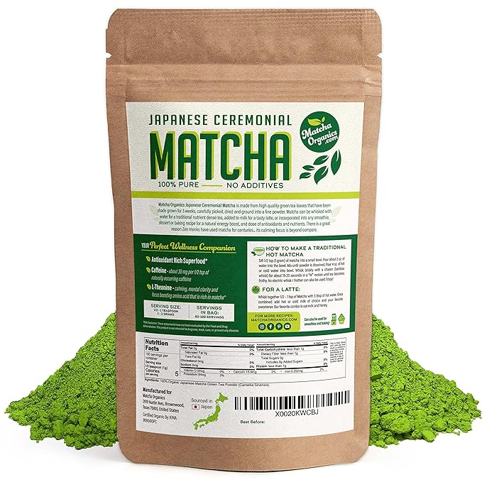 Premium Japanese Ceremonial Matcha Green Tea Powder - 1st Harvest HIGHEST Grade - USDA & JAS Organic - From Japan - Perfect for Starbucks Latte, Shake, Smoothies & Baking (3.53oz / 100g)