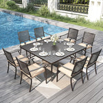 Load image into Gallery viewer, PHI VILLA Outdoor Wrought Iron Chairs Set of 6， Black Dining Bistro Metal Steel Stackable Chairs with Cushions, Support 300 LBS for Patio, Deck, Yard, Porch