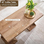 Load image into Gallery viewer, OKD Modern Coffee Table, 48" Twisted Center Table with Wood Thickened Pedestal, Rectangular Rustic Living Room Table, Farmhouse Storage Low Cocktail Tea Table, Light Tree Knot