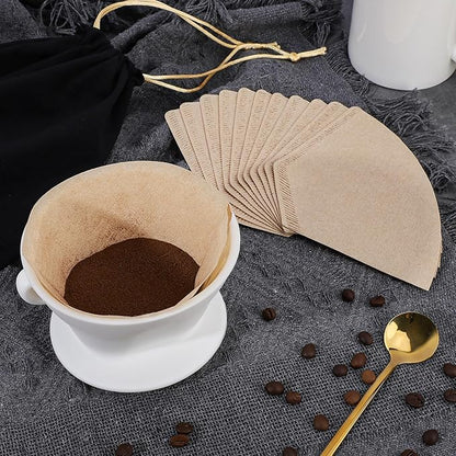 Segarty Camping Coffee Dripper Set, Collapsible White Silicone Coffee Maker with 200PCS Disposable Coffee Filter Cone Paper, Single Serve Dripping Brewer for Travel Backpacking