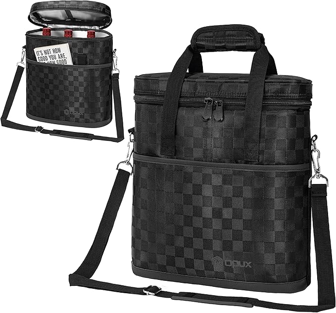 OPUX 3 Bottle Wine Carrier Tote, Insulated Leakproof Wine Cooler Bag, Wine Travel Bag Tote for Picnic BYOB Beach, Portable Wine Bottle Carrying Case, Gift for Wine Lover Women Men Christmas